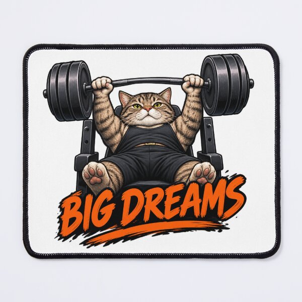 Item preview, Muscular Gym Cat Big Dreams Illustration designed and sold by ODDLUME CLUB.