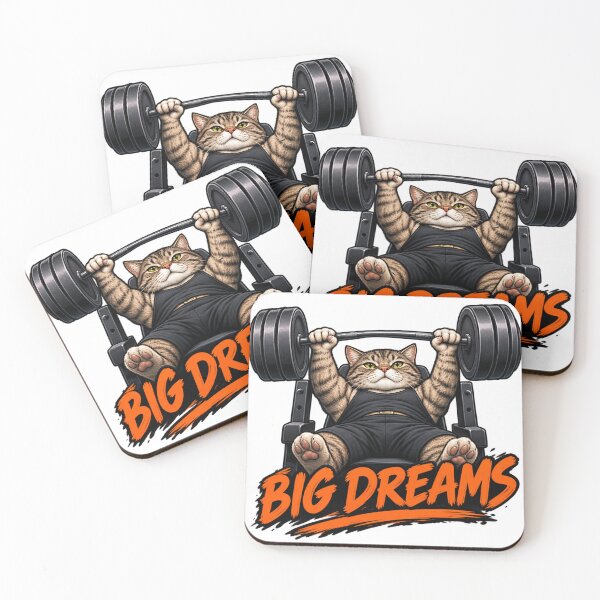 Item preview, Muscular Gym Cat Big Dreams Illustration designed and sold by ODDLUME CLUB.