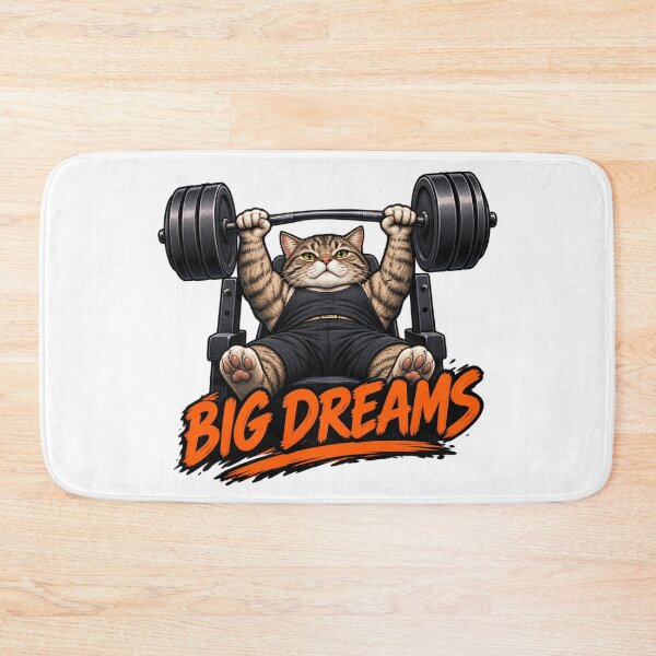 Item preview, Muscular Gym Cat Big Dreams Illustration designed and sold by ODDLUME CLUB.