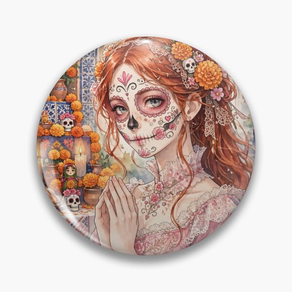 Item preview, Day of the Dead in Mexico | Redhead Catrina designed and sold by DibujandoPorfa.