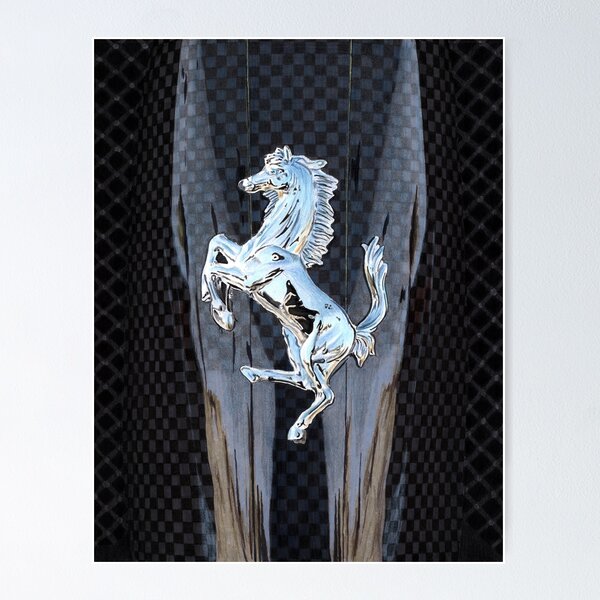 Item preview, Chrome Prancing Stallion & Carbon Fiber - Hand-Drawn Art designed and sold by Jason Bylsma.