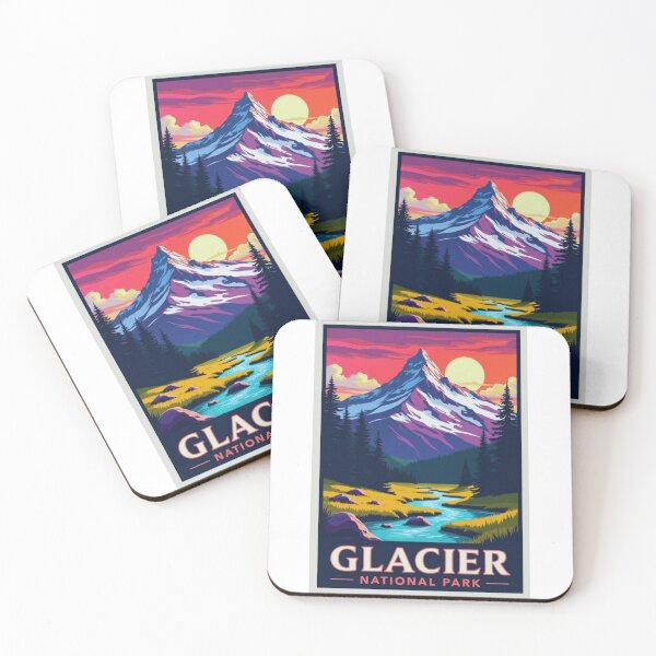 Item preview, Retro Glacier National Park Travel Poster designed and sold by GabeMountainArt.