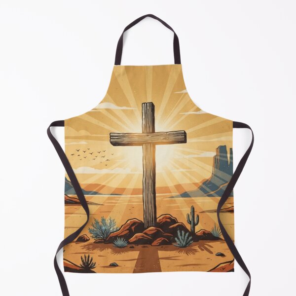 Item preview, Cross in the Desert Sunset Landscape Retro Western Style designed and sold by MantoSagrado.