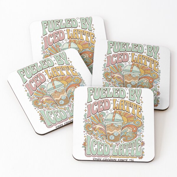 Item preview, Fueled by Iced Latte Retro Coffee Typography designed and sold by Mellow Doodle Co..