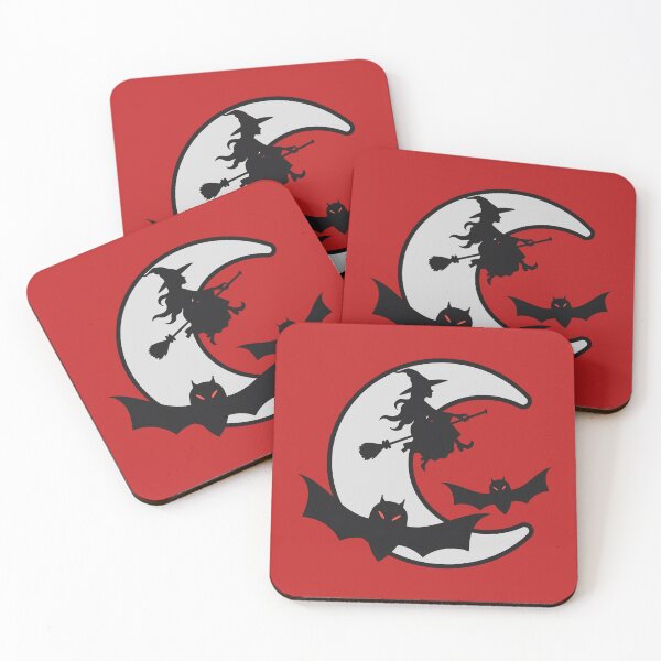 Item preview, Flying Witch Crescent Moon Bats Halloween Silhouette designed and sold by SolutionsArt.