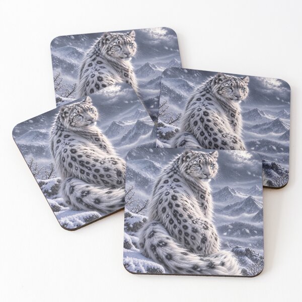 Item preview, Snow Leopard Looking Back in Moonlit Snowy Mountains designed and sold by ManJiangHong.