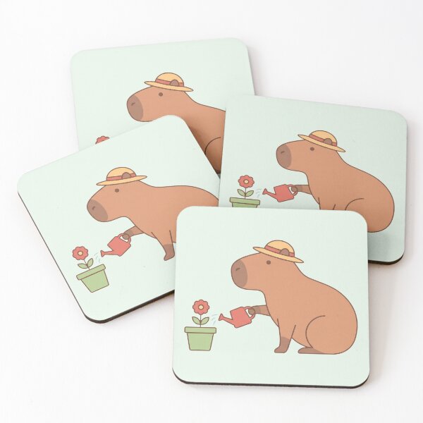 Item preview, Cute Capybara Gardener with Straw Hat and Watering Can designed and sold by pattman.
