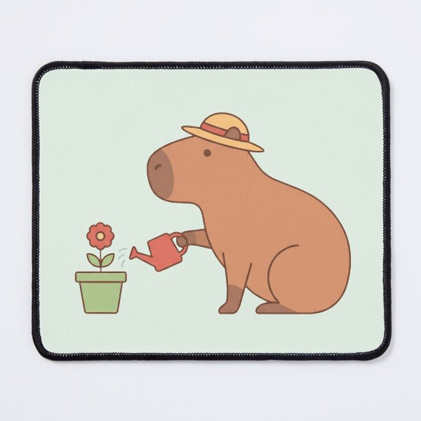 Item preview, Cute Capybara Gardener with Straw Hat and Watering Can designed and sold by pattman.