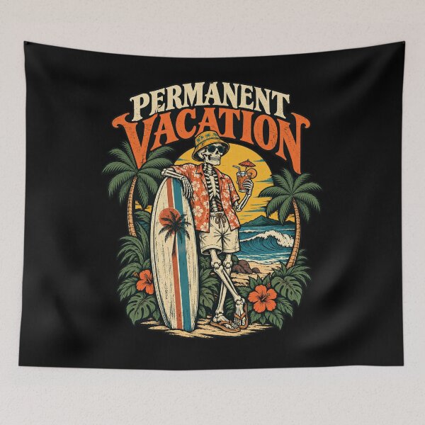 Item preview, Permanent Vacation – Vintage Skeleton Surfer designed and sold by PhilllandArt.