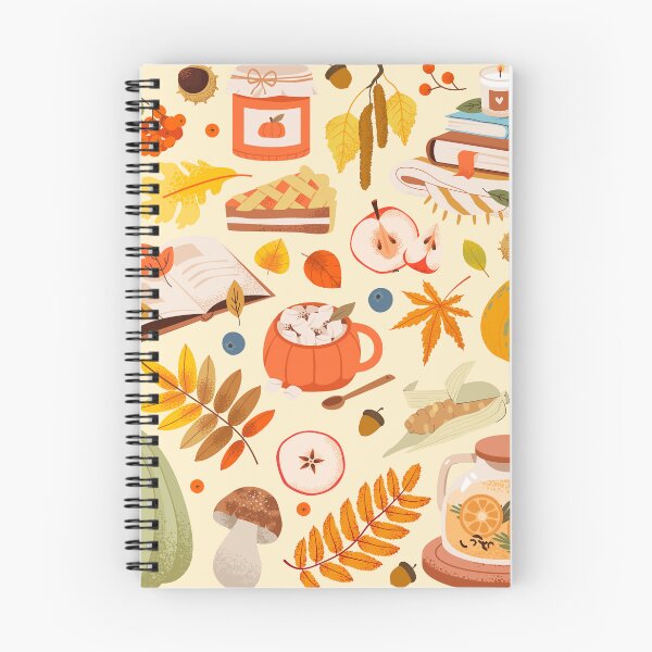 Item preview, Cozy Autumn Elements Pattern – Warm Fall Harvest, Books, Pumpkins & Tea Illustration designed and sold by MiaBellaGirl.
