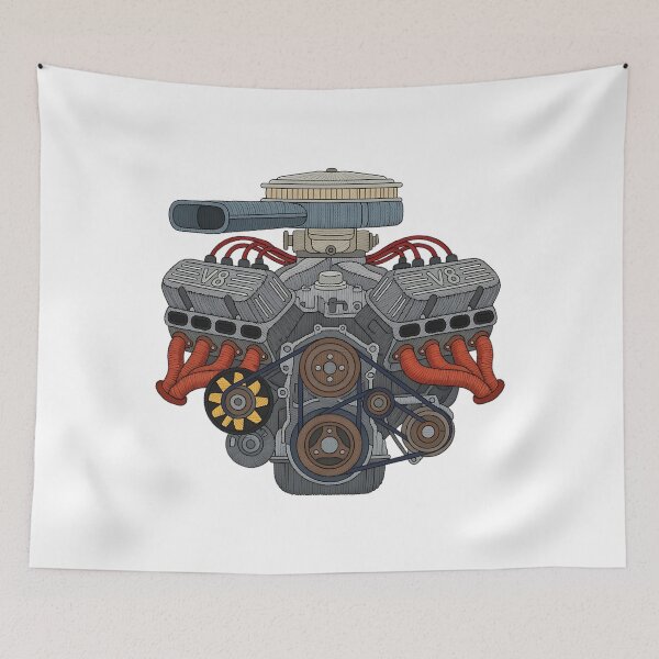 Item preview, V8 Engine Embroidered Design - Classic American Muscle Car Motor Art designed and sold by SherlyOjed.