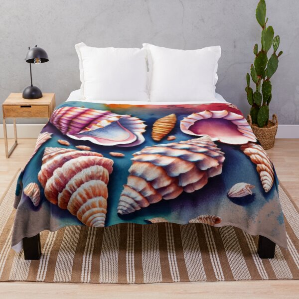 Item preview, Colorful Seashell Collection on Teal Watercolor designed and sold by BeachWhisper.