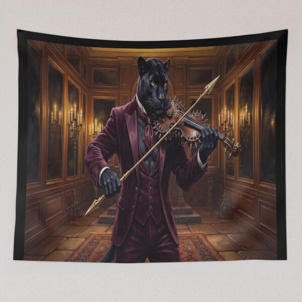 Item preview, Dark Fantasy Panther Musician Playing Violin Art designed and sold by AfresStudio.