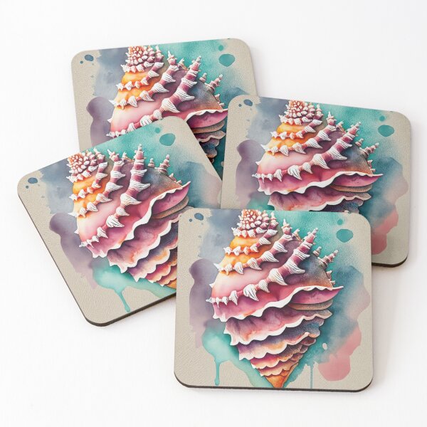 Item preview, Pink Spiny Conch Shell Watercolor designed and sold by BeachWhisper.