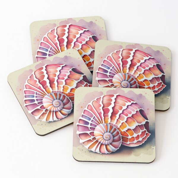 Item preview, Colorful Nautilus Shell Mosaic Watercolor designed and sold by BeachWhisper.