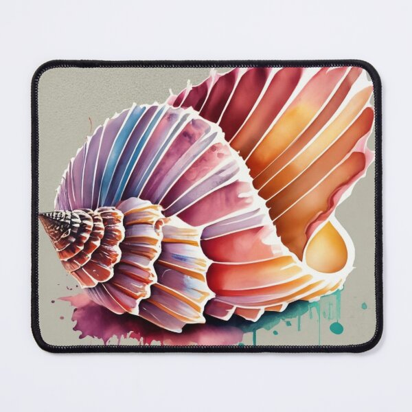 Item preview, Colorful Ribbed Conch with Watercolor Drips designed and sold by BeachWhisper.
