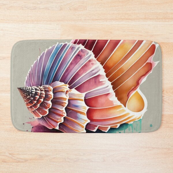 Item preview, Colorful Ribbed Conch with Watercolor Drips designed and sold by BeachWhisper.
