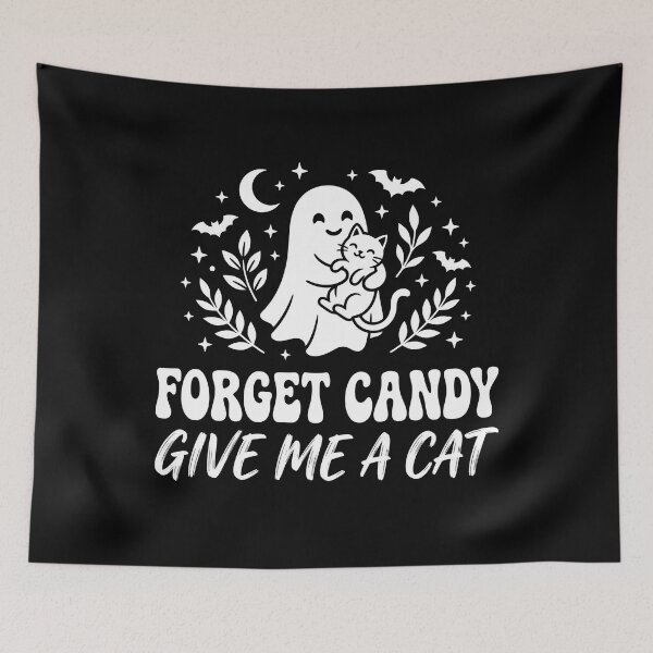 Item preview, Retro Groovy Ghost Cat Botanical Moon Halloween designed and sold by MizoX7.