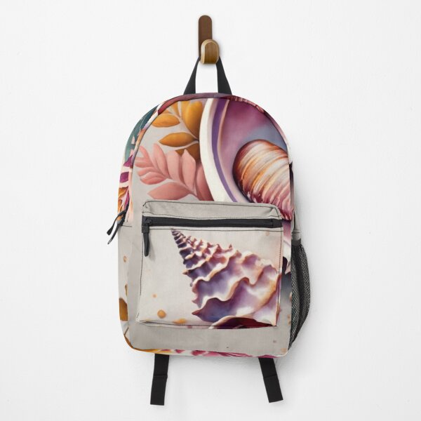 Item preview, Pink Conch Shell with Botanical Leaves designed and sold by BeachWhisper.