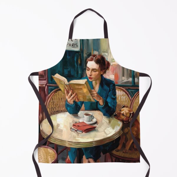 Item preview, Woman Reading at a Parisian Café with Her Dog, Impressionist Painting designed and sold by CARRAANN.