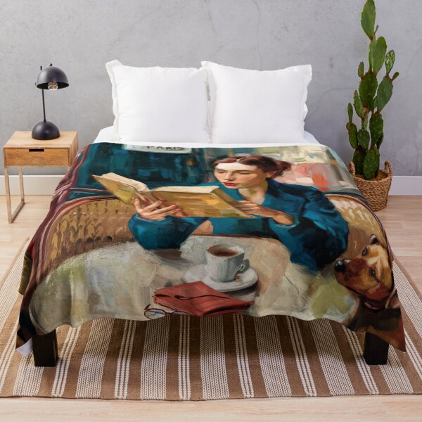 Item preview, Woman Reading at a Parisian Café with Her Dog, Impressionist Painting designed and sold by CARRAANN.