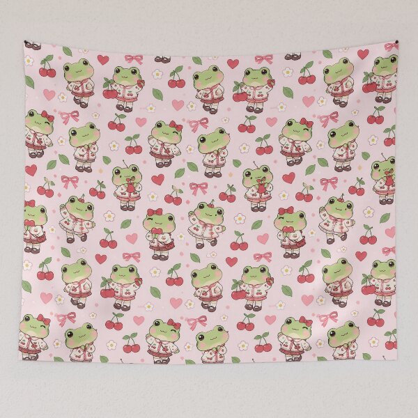 Item preview, Kawaii Frog Cherry Cardigan Pattern designed and sold by Soft Berry Studio.