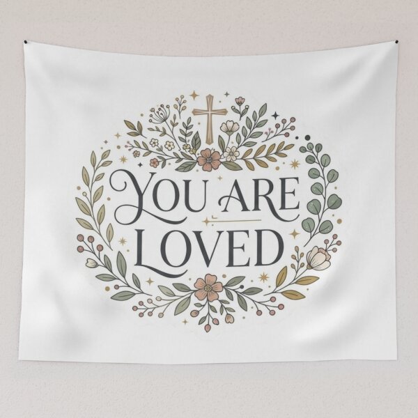 Item preview, You Are Loved Christian Floral Botanical Design with Phrase designed and sold by MantoSagrado.