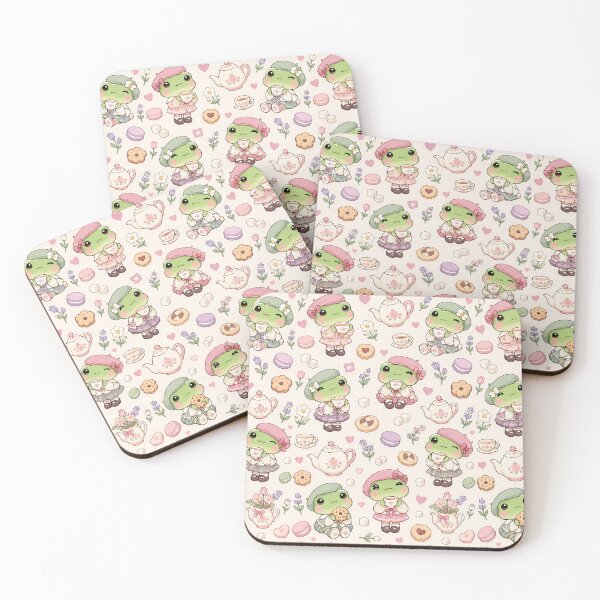 Item preview, Kawaii Frog Tea Time Pattern designed and sold by Soft Berry Studio.