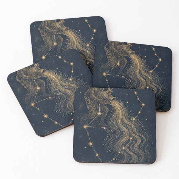 Item preview, Aquarius Gold Constellation Chart on Navy Night Sky designed and sold by tanishqsaluja.