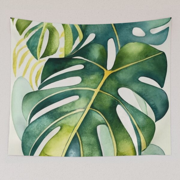 Item preview, Overlapping Green Monstera Watercolor Foliage designed and sold by BeachWhisper.