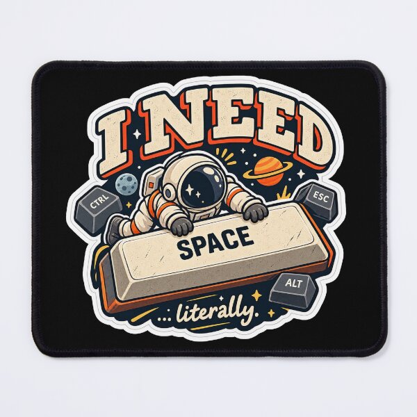 Item preview, I Need Space Literally – Funny Astronaut Keyboard Pun designed and sold by NovaToons.