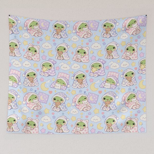 Item preview, Kawaii Frog Sleepy Blanket Pattern designed and sold by Soft Berry Studio.