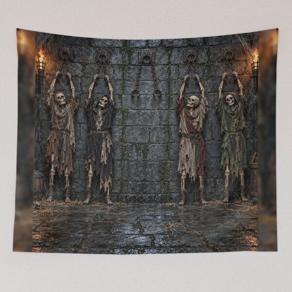 Item preview, Shackled Skeleton Dungeon Wall Haunted Backdrop designed and sold by TXLou.