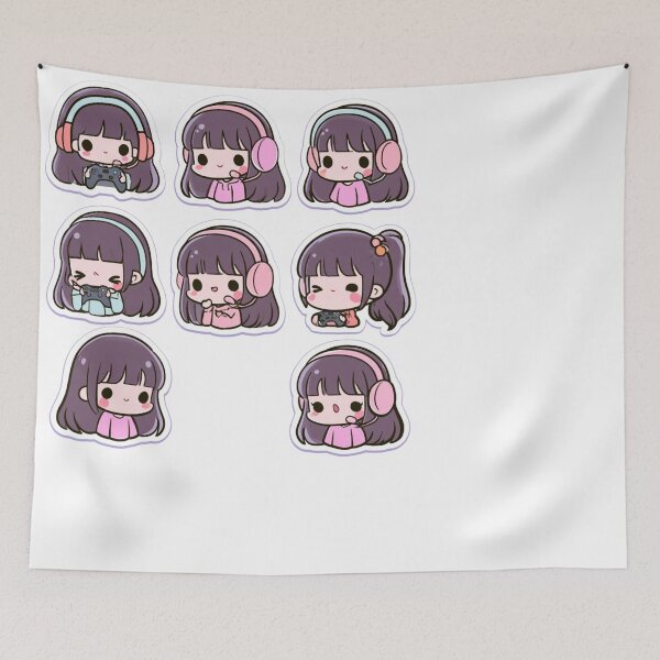 Artikelvorschau, Kawaii Chibi Gamer Girl Headset Controller entworfen und verkauft von NicolasGlowArt.