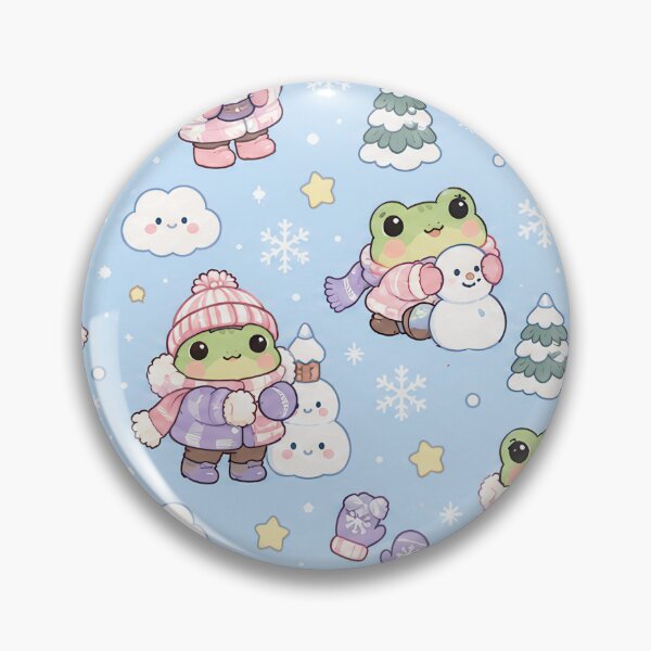 Item preview, Kawaii Frog Snow Day Pattern designed and sold by Soft Berry Studio.