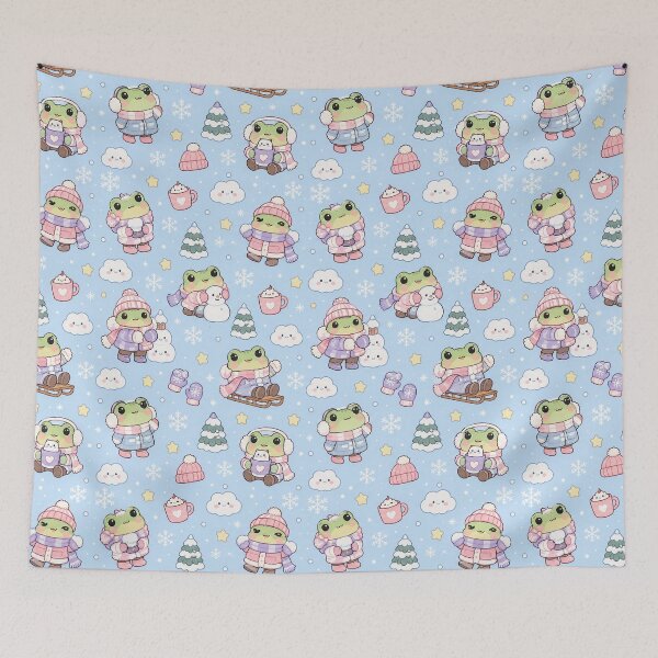 Item preview, Kawaii Frog Snow Day Pattern designed and sold by Soft Berry Studio.