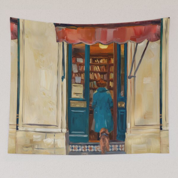 Item preview, "Entering the Parisian Bookshop"  Parisian Impressionist Painting designed and sold by CARRAANN.
