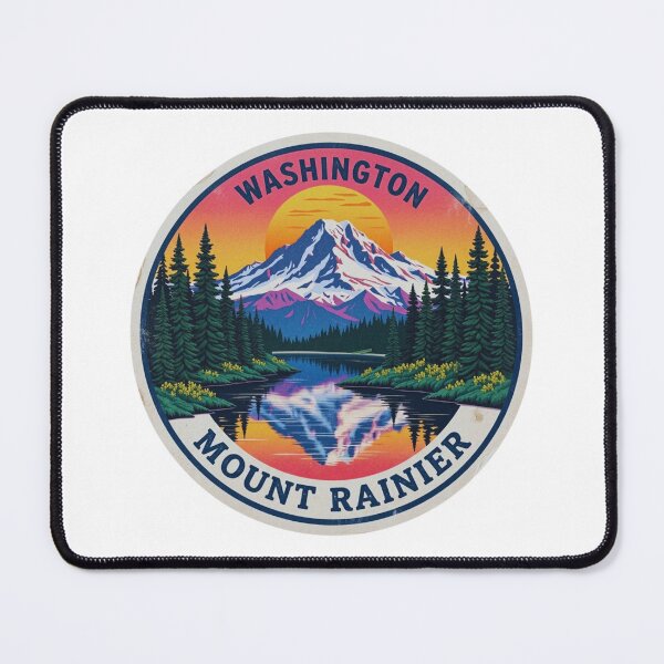 Item preview, Vintage Mount Rainier Washington Circular Sticker Illustration designed and sold by GabeMountainArt.