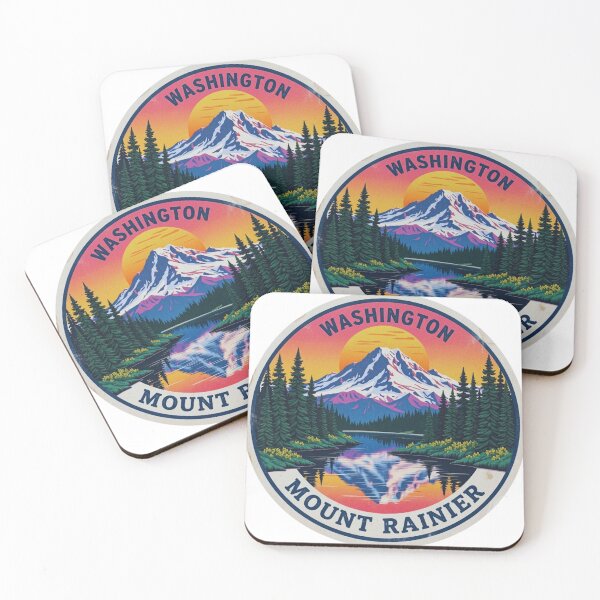 Item preview, Vintage Mount Rainier Washington Circular Sticker Illustration designed and sold by GabeMountainArt.