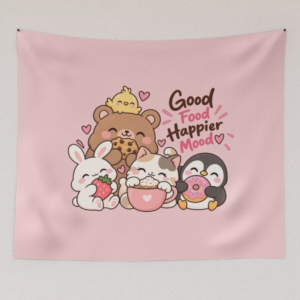 Item preview, Buena comida, mejor humor. Animales kawaii y comida. Pegatinas lindas. designed and sold by StickyDelights.
