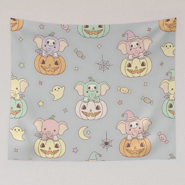 Item preview, Cute Halloween Pig Pattern with Pumpkins Stars and Spider Webs designed and sold by ArtDesignTp.