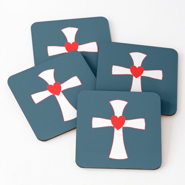 Item preview, White Christian Cross with Red Heart designed and sold by Jeallan Designs.