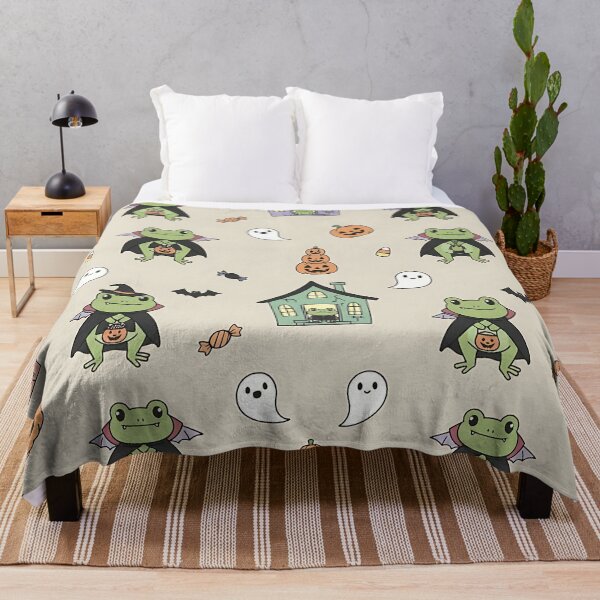 Item preview, Cute Halloween Vampire Frog Pattern with Haunted Houses Ghosts and Pumpkins designed and sold by ArtDesignTp.
