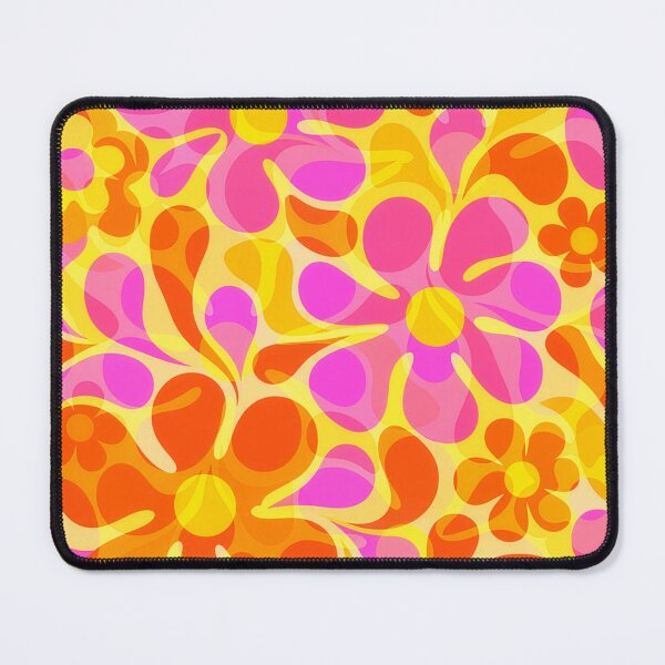 Item preview, 60's Retro Flowers in Orange, Yellow, and Pink designed and sold by ArtFactoryAI.