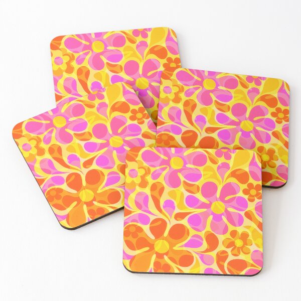 Item preview, 60's Retro Flowers in Orange, Yellow, and Pink designed and sold by ArtFactoryAI.