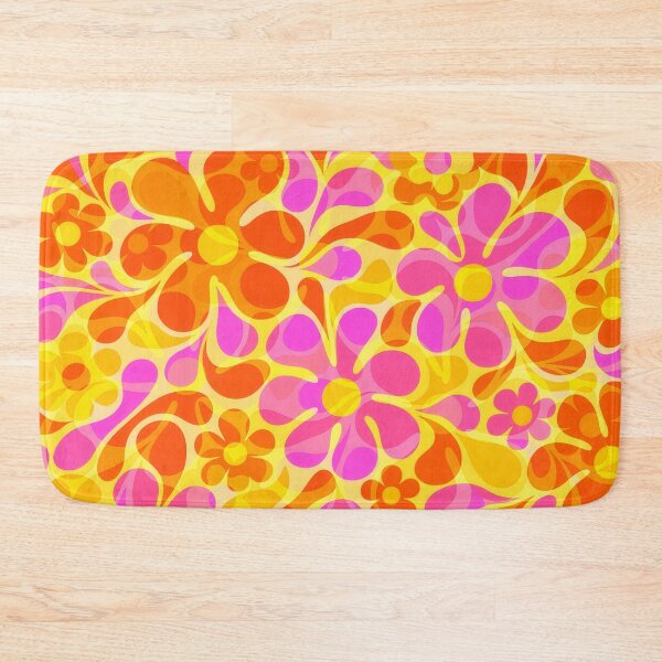 Item preview, 60's Retro Flowers in Orange, Yellow, and Pink designed and sold by ArtFactoryAI.