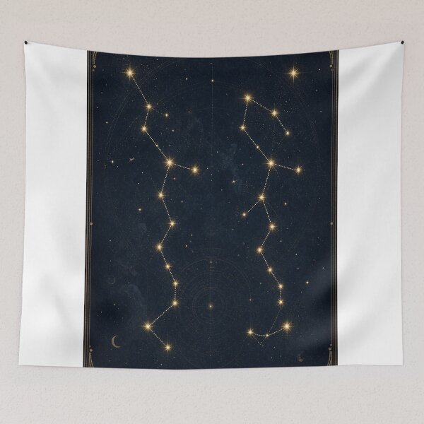 Item preview, Gemini Twin Stars Gold Constellation on Navy designed and sold by tanishqsaluja.