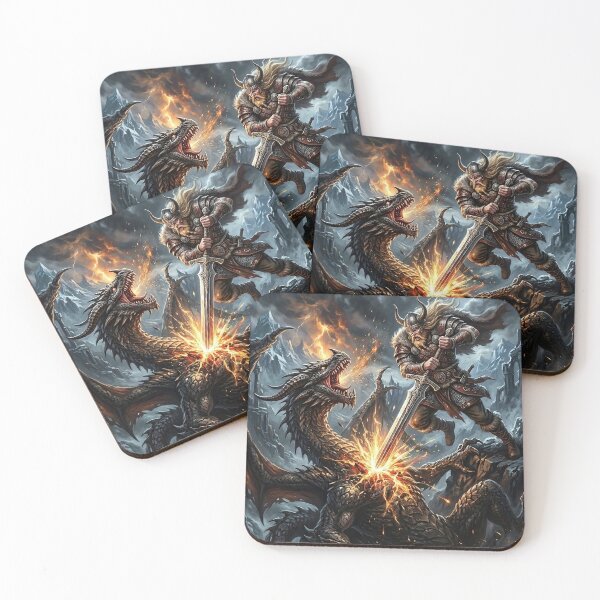 Item preview, Viking Dragon Battle - Norse Mythology Art designed and sold by Lucid Dream Pixel.