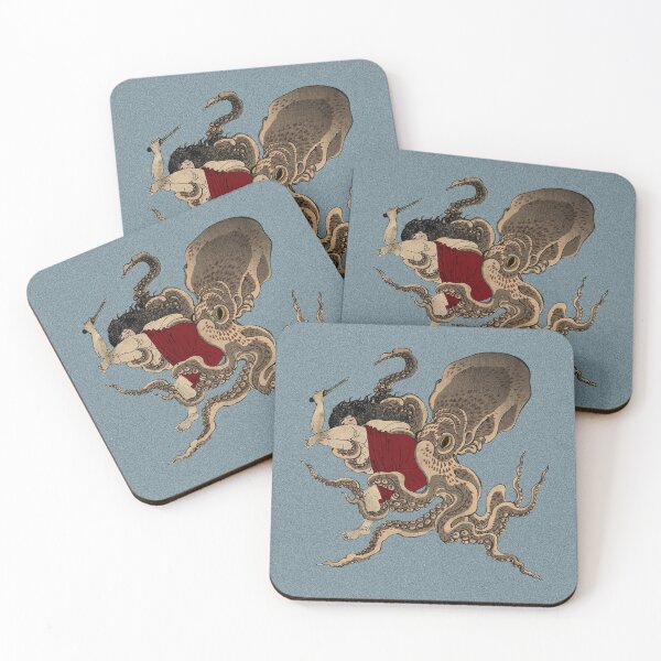 Item preview, Woman Abalone Diver Wrestling an Octopus by Yoshitoshi, 1870s designed and sold by Exhumed Archives.