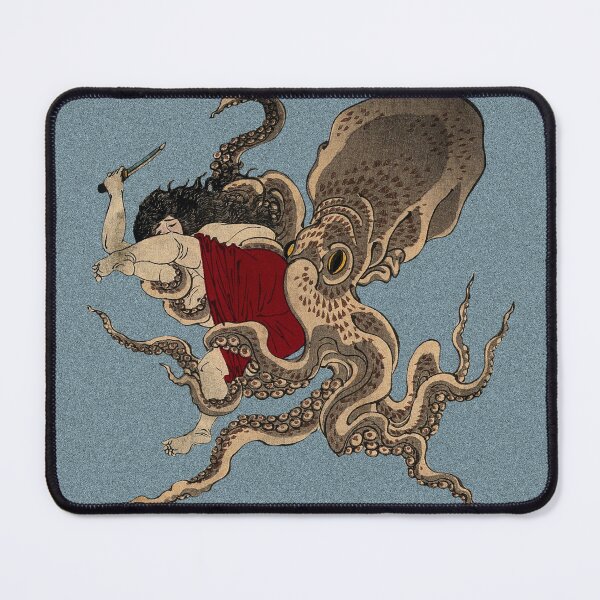 Item preview, Woman Abalone Diver Wrestling an Octopus by Yoshitoshi, 1870s designed and sold by Exhumed Archives.